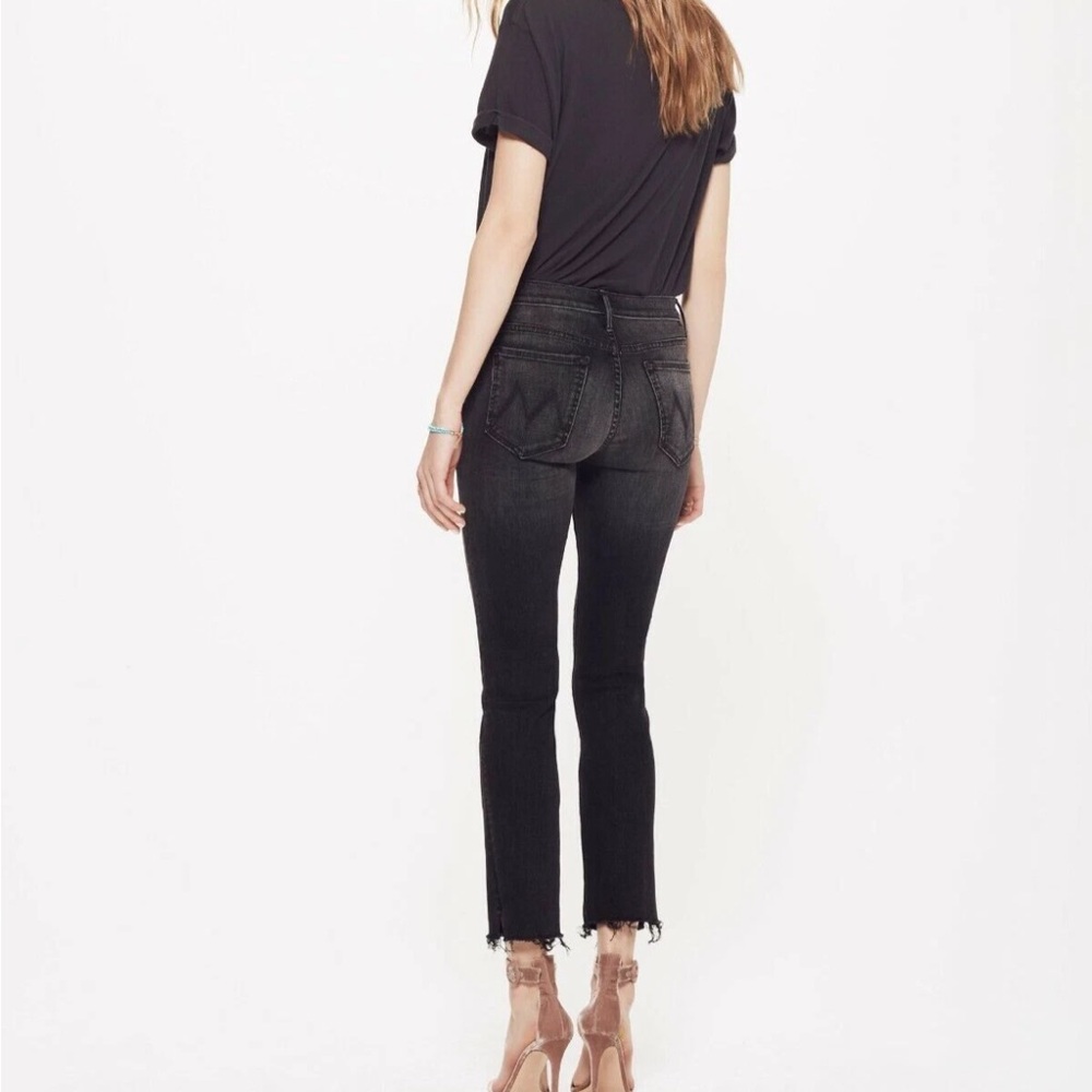 MOTHER Black Ankle Cropped Jeans